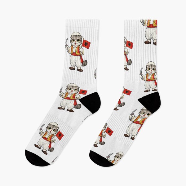 Item preview, Cute Scottish Fold Cat in Albanian Clothing - Cultural Cat Art designed and sold by HappyPawsWorld.