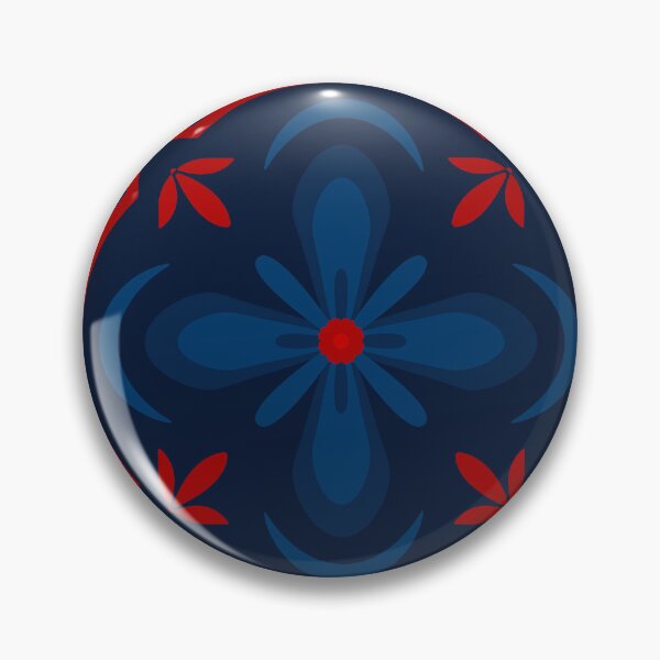 Item preview, dark blue and red floral shaped pattern designed and sold by Dinasworld.