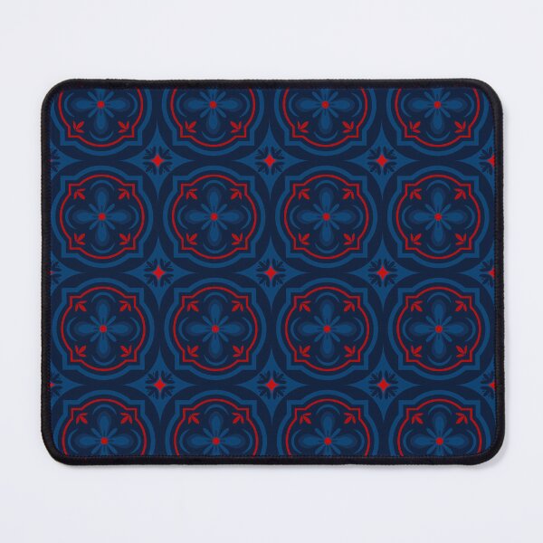 Item preview, dark blue and red floral shaped pattern designed and sold by Dinasworld.
