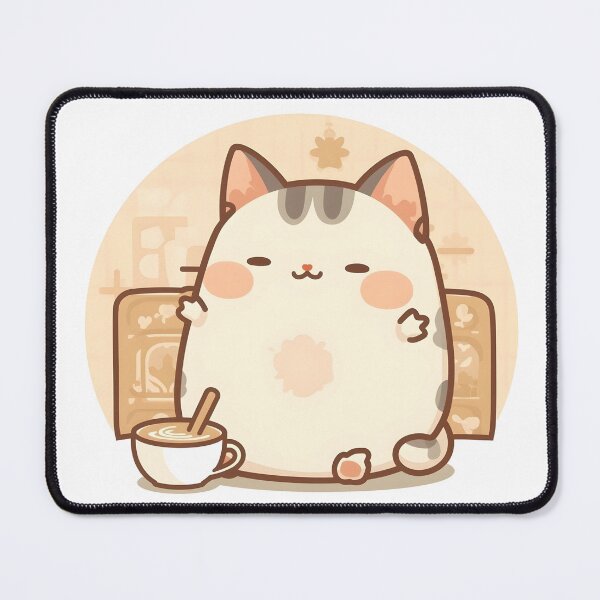 Item preview, Clumsy Cat Making Latte Art in Cozy Café | Cute Pastel Cat Illustration designed and sold by SlowDayFriends.