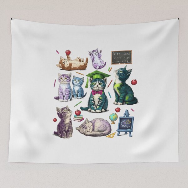 Item preview, Retro Teacher Cat Kitten, Cute Cat Elementary School, Teacher Team designed and sold by DesignDenDo ⭐⭐⭐⭐⭐.