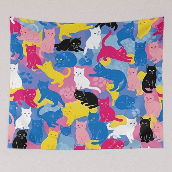 Item preview, Colorful Cat Pattern | Playful Feline Art for T-Shirts, Stickers & Home Decor designed and sold by Atelier Nocturne Graphic.