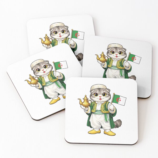 Item preview, Cute Scottish Fold Cat in Algerian Clothing - Cultural Cat Art designed and sold by HappyPawsWorld.