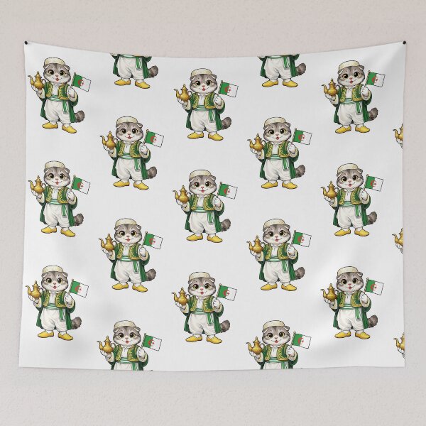Item preview, Cute Scottish Fold Cat in Algerian Clothing - Cultural Cat Art designed and sold by HappyPawsWorld.