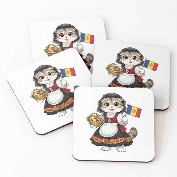 Item preview, Cute Scottish Fold Cat in Andorran Clothing - Cultural Cat Art designed and sold by HappyPawsWorld.