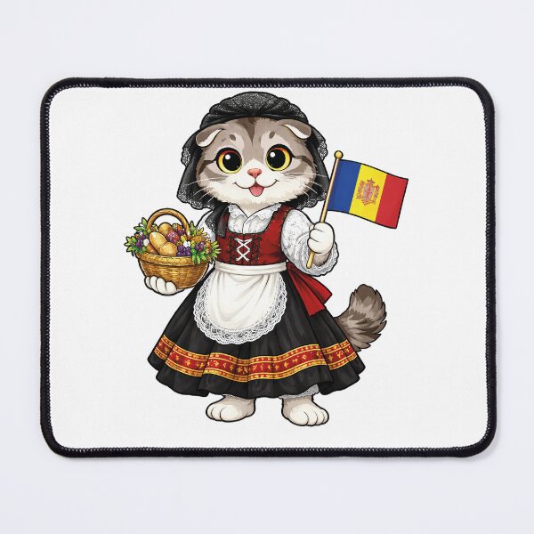 Item preview, Cute Scottish Fold Cat in Andorran Clothing - Cultural Cat Art designed and sold by HappyPawsWorld.