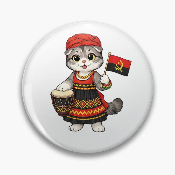 Item preview, Cute Scottish Fold Cat in Angolan Clothing - Cultural Cat Art designed and sold by HappyPawsWorld.