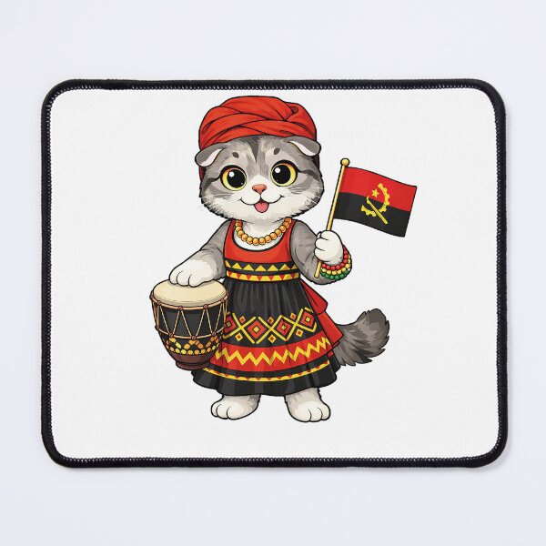 Item preview, Cute Scottish Fold Cat in Angolan Clothing - Cultural Cat Art designed and sold by HappyPawsWorld.
