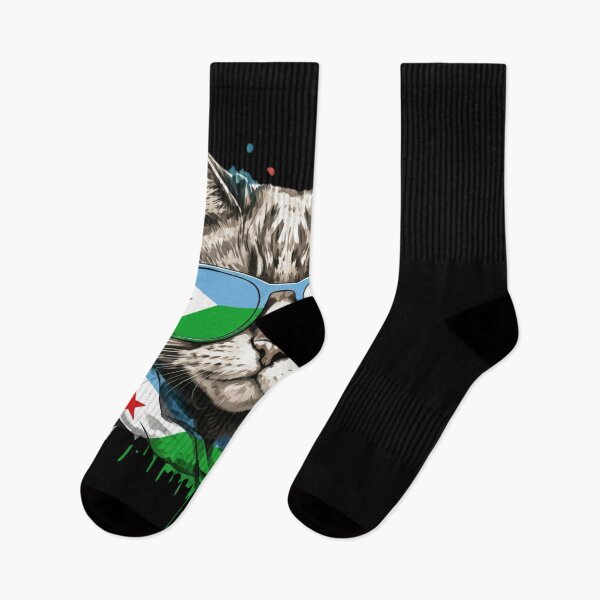 Item preview, Cool Djiboutian Cat with Djibouti Flag Glasses – Djibouti Pride Art Design designed and sold by DjibProp.