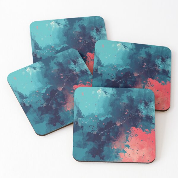 Item preview, Teal Contrast with Coral Blots designed and sold by Harmonic_Layers.