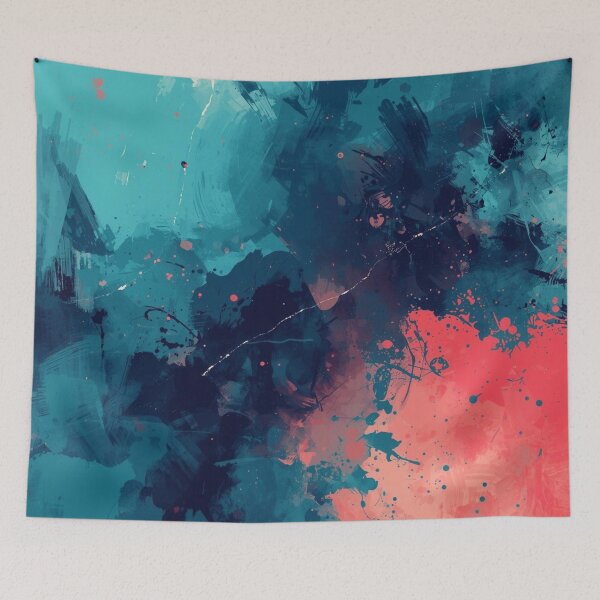 Item preview, Teal Contrast with Coral Blots designed and sold by Harmonic_Layers.