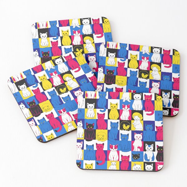 Item preview, Colorful Pop Art Cat Pattern | Vibrant Feline Grid Design for T-Shirts, Posters & Home Decor designed and sold by Atelier Nocturne Graphic.