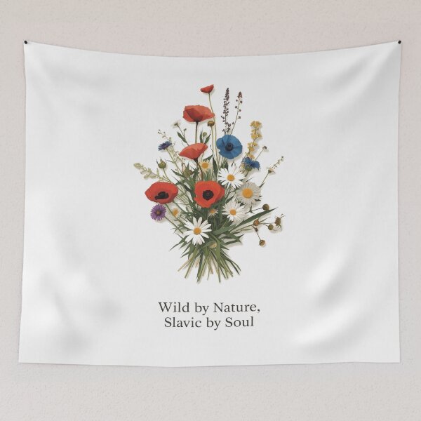Item preview, Wild by Nature Slavic Soul - Polish Flowers Typography - Minimalist Floral Lettering designed and sold by YvkafromPoland.