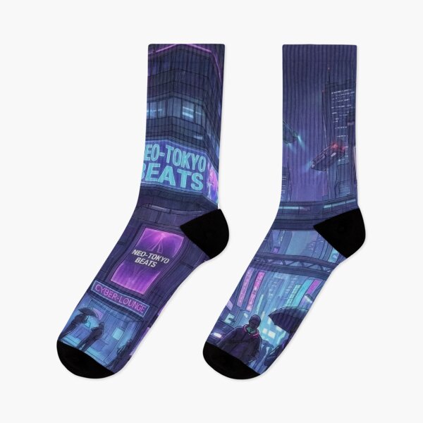 Item preview, Cyberpunk City at Night – Neon Sci-Fi Street Illustration designed and sold by Visualynx.