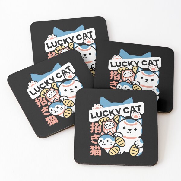 Item preview, Lucky Cat Art – Maneki Neko with Gold Coin and Daruma designed and sold by FlinArt.