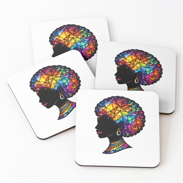 Item preview, Vibrant Geometric Afro Portrait - Rainbow Prism Identity Art designed and sold by DigitalDropArts .