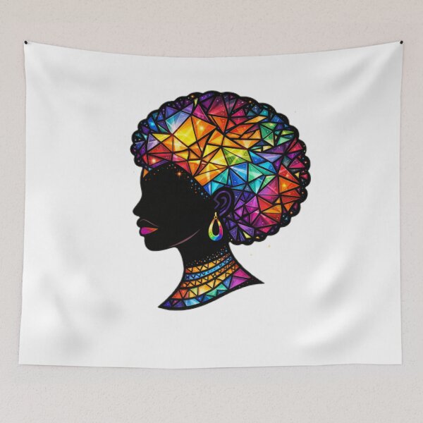 Item preview, Vibrant Geometric Afro Portrait - Rainbow Prism Identity Art designed and sold by DigitalDropArts .