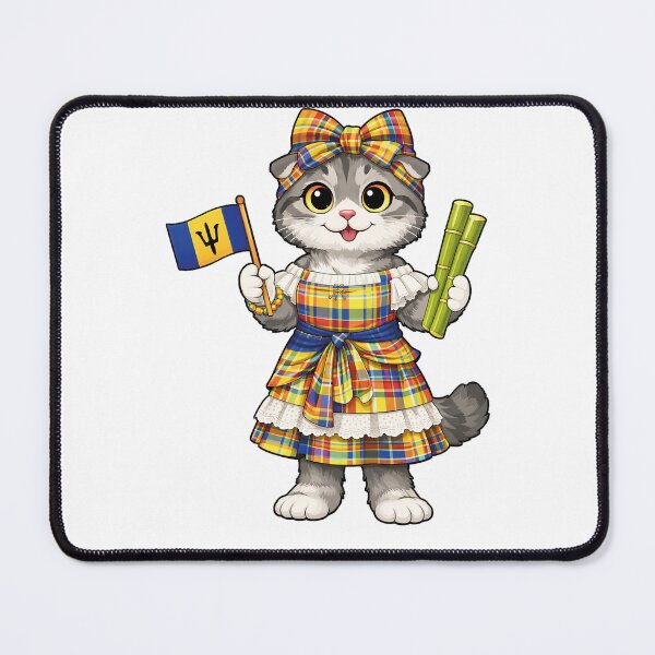 Item preview, Cute Scottish Fold Cat in Barbadian Clothing - Cultural Cat Art designed and sold by HappyPawsWorld.
