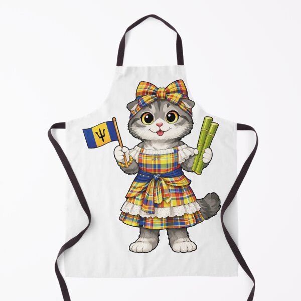 Item preview, Cute Scottish Fold Cat in Barbadian Clothing - Cultural Cat Art designed and sold by HappyPawsWorld.