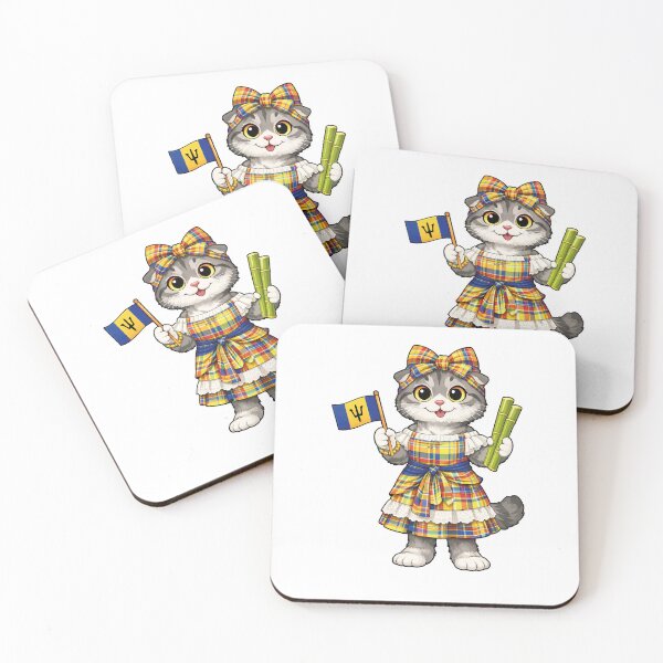 Item preview, Cute Scottish Fold Cat in Barbadian Clothing - Cultural Cat Art designed and sold by HappyPawsWorld.
