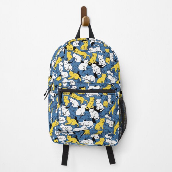 Item preview, Cute Cat Pattern | Blue, Yellow & White Cats Seamless Design for T-Shirts, Stickers, and Home Decor designed and sold by Atelier Nocturne Graphic.
