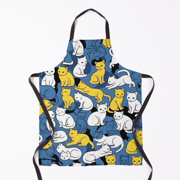Item preview, Cute Cat Pattern | Blue, Yellow & White Cats Seamless Design for T-Shirts, Stickers, and Home Decor designed and sold by Atelier Nocturne Graphic.