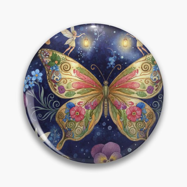 Item preview, Goldenwing Lantern Fairies – Enchanted Butterfly Garden Seamless Pattern designed and sold by Dream Bloom Gallery.