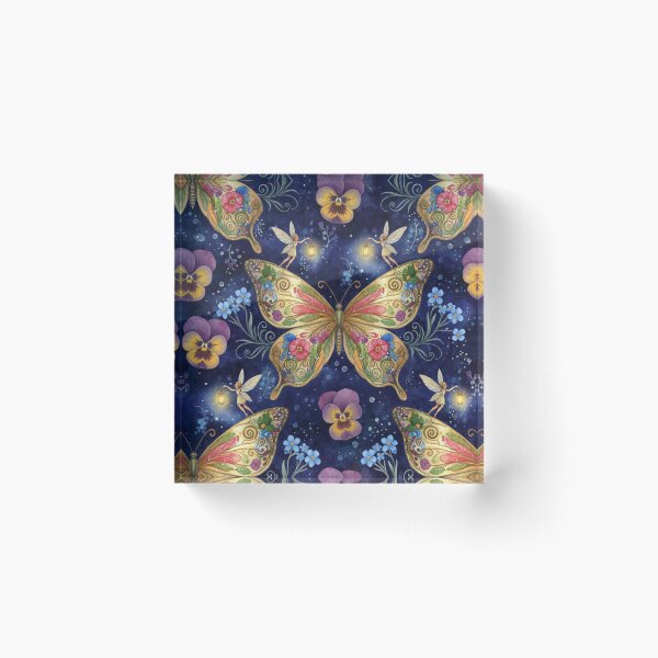 Item preview, Goldenwing Lantern Fairies – Enchanted Butterfly Garden Seamless Pattern designed and sold by Dream Bloom Gallery.