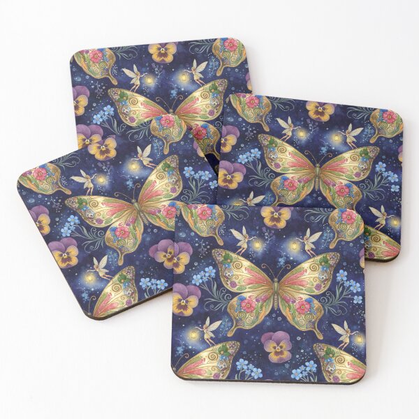 Item preview, Goldenwing Lantern Fairies – Enchanted Butterfly Garden Seamless Pattern designed and sold by Oonward2021.