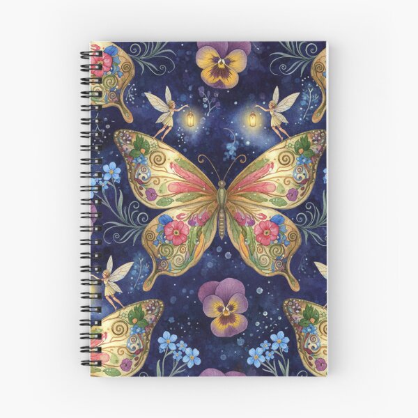 Item preview, Goldenwing Lantern Fairies – Enchanted Butterfly Garden Seamless Pattern designed and sold by Dream Bloom Gallery.