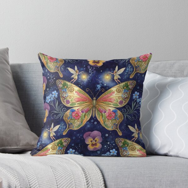 Item preview, Goldenwing Lantern Fairies – Enchanted Butterfly Garden Seamless Pattern designed and sold by Dream Bloom Gallery.