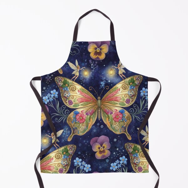 Item preview, Goldenwing Lantern Fairies – Enchanted Butterfly Garden Seamless Pattern designed and sold by Dream Bloom Gallery.
