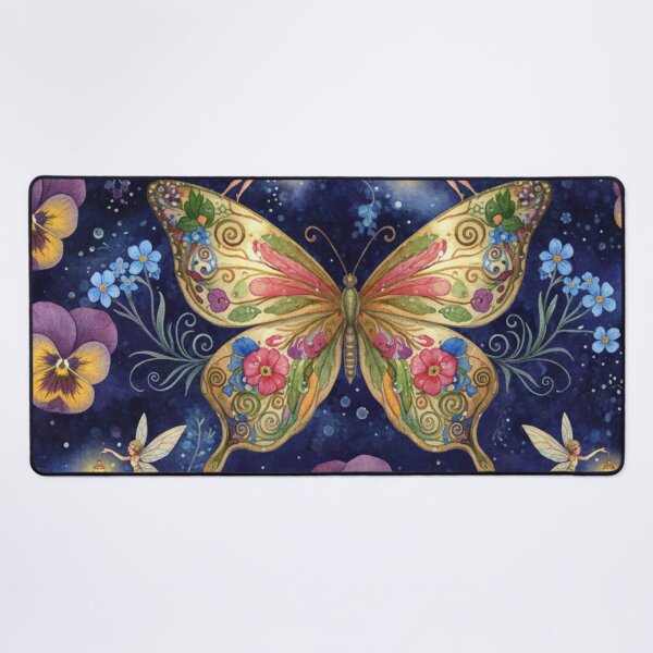 Item preview, Goldenwing Lantern Fairies – Enchanted Butterfly Garden Seamless Pattern designed and sold by Dream Bloom Gallery.