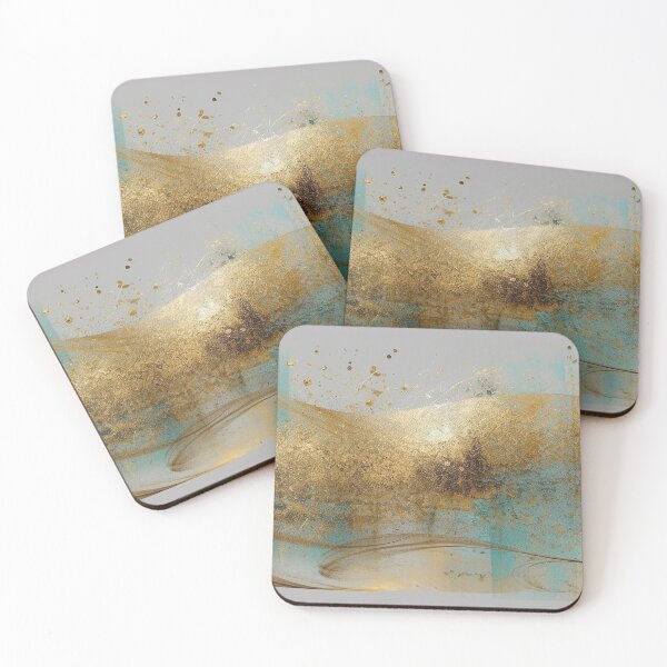 Item preview, Abstract Art Gold Turquoise Luxury Modern Elegant designed and sold by Velvetia.