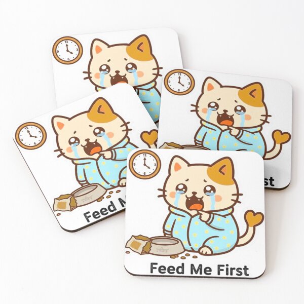 Item preview, Cute Mochi Paw Hungry Cat - Feed Me First Funny Kawaii Crying Kitten in Pajamas designed and sold by MT-Hub | Cute Aesthetic Art, Stickers & Phone Cases.