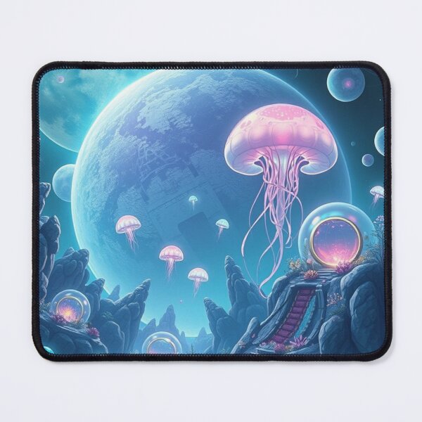 Item preview, Celestial Sea: Neon Jellyfish in a Galactic Dream designed and sold by HappySproutArt.