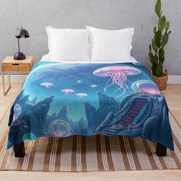 Item preview, Celestial Sea: Neon Jellyfish in a Galactic Dream designed and sold by HappySproutArt.