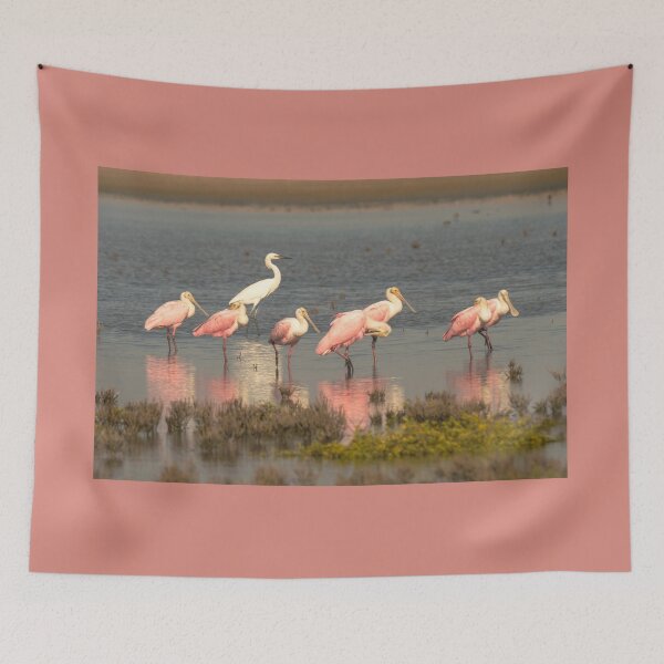 Item preview, Roseate Spoonbills and Egret in Wetland designed and sold by Debra Martz.