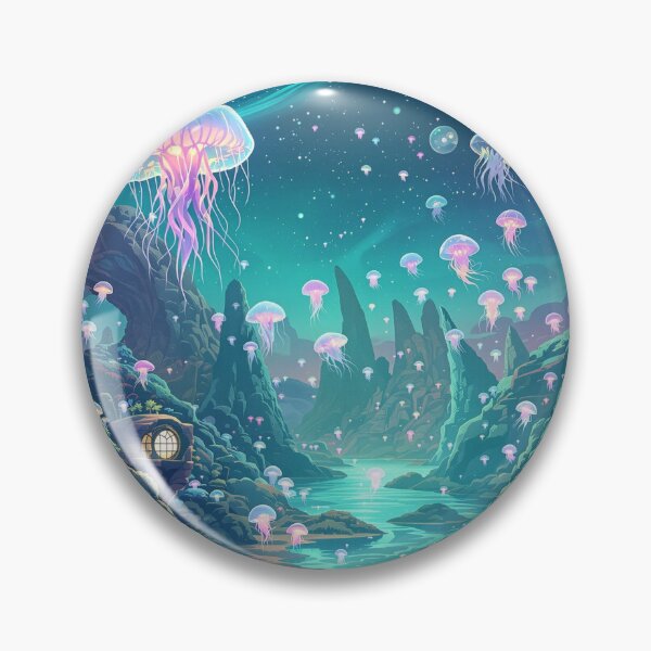 Item preview, Echoes of the Void: Glowing Jellyfish Valley designed and sold by HappySproutArt.