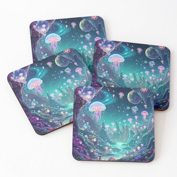 Item preview, Echoes of the Void: Glowing Jellyfish Valley designed and sold by HappySproutArt.