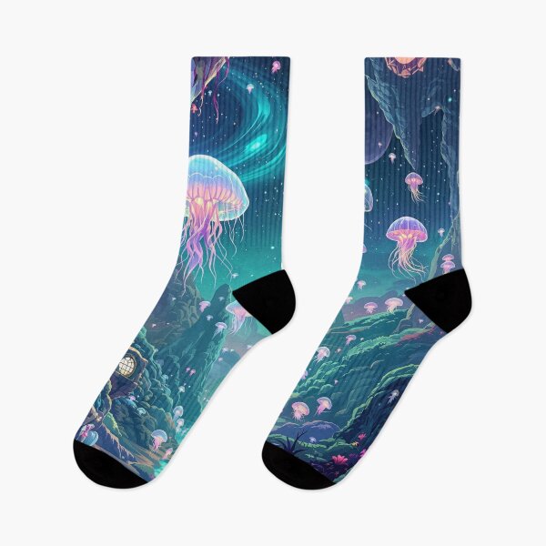 Item preview, Echoes of the Void: Glowing Jellyfish Valley designed and sold by HappySproutArt.