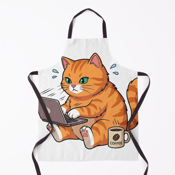 Item preview, Orange Tabby Cat Busy Coding on Laptop with Coffee Y2K Sticker Art designed and sold by Nekopou.