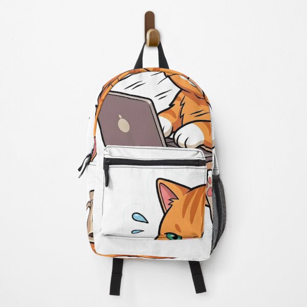 Item preview, Orange Tabby Cat Busy Coding on Laptop with Coffee Y2K Sticker Art designed and sold by Nekopou.