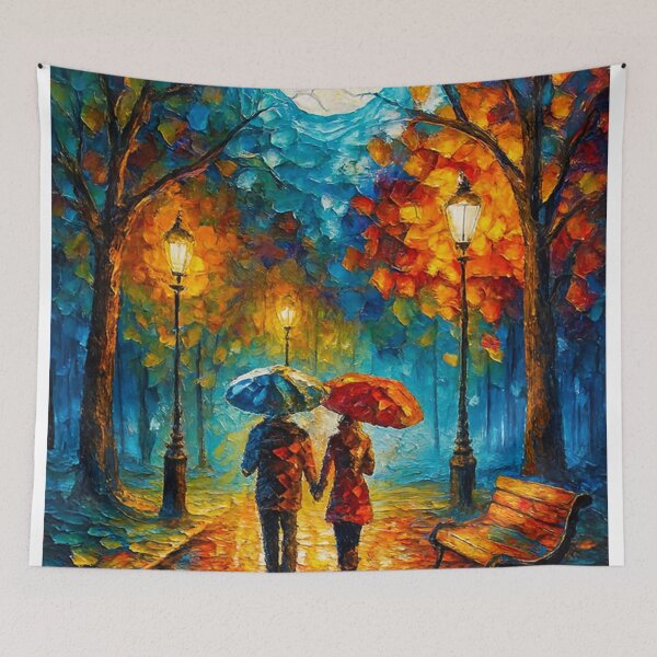Item preview, Moonlit Stroll - Romantic Rain Walk Under Autumn Glow designed and sold by Joey Santiago.