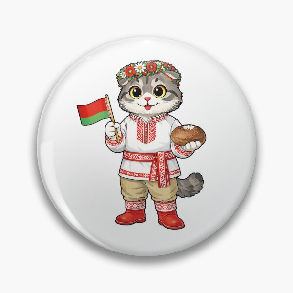Item preview, Cute Scottish Fold Cat in Belarusian Clothing - Cultural Cat Art designed and sold by HappyPawsWorld.