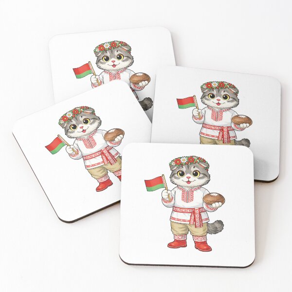 Item preview, Cute Scottish Fold Cat in Belarusian Clothing - Cultural Cat Art designed and sold by HappyPawsWorld.