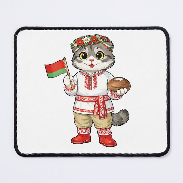 Item preview, Cute Scottish Fold Cat in Belarusian Clothing - Cultural Cat Art designed and sold by HappyPawsWorld.