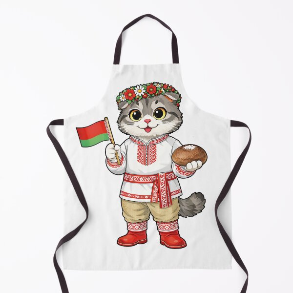 Item preview, Cute Scottish Fold Cat in Belarusian Clothing - Cultural Cat Art designed and sold by HappyPawsWorld.