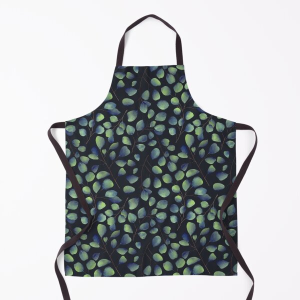 Item preview, Dancing Eucalyptus Leaves - Blue Green on Dark Midnight Blue BG designed and sold by thecolorbirdie.