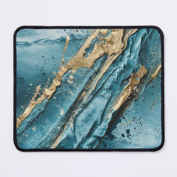 Item preview, Teal Blue Gold Abstract Ocean Waves designed and sold by Ed & Harmony.